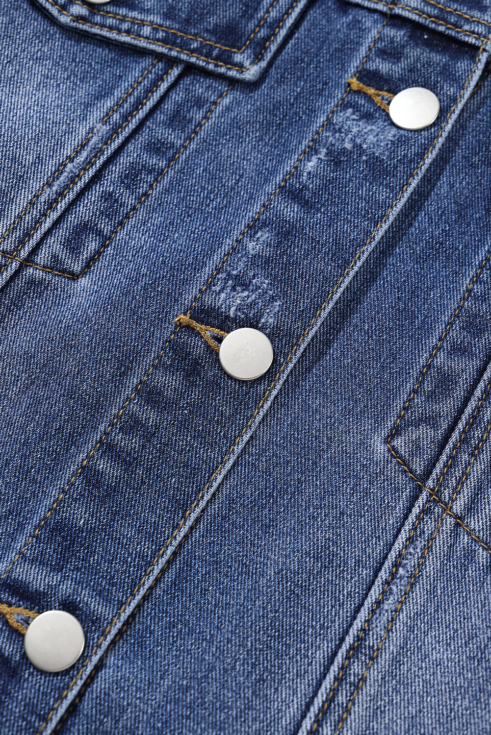 Giacca di jeans con tasca con patta effetto invecchiato taglie forti blu scuro