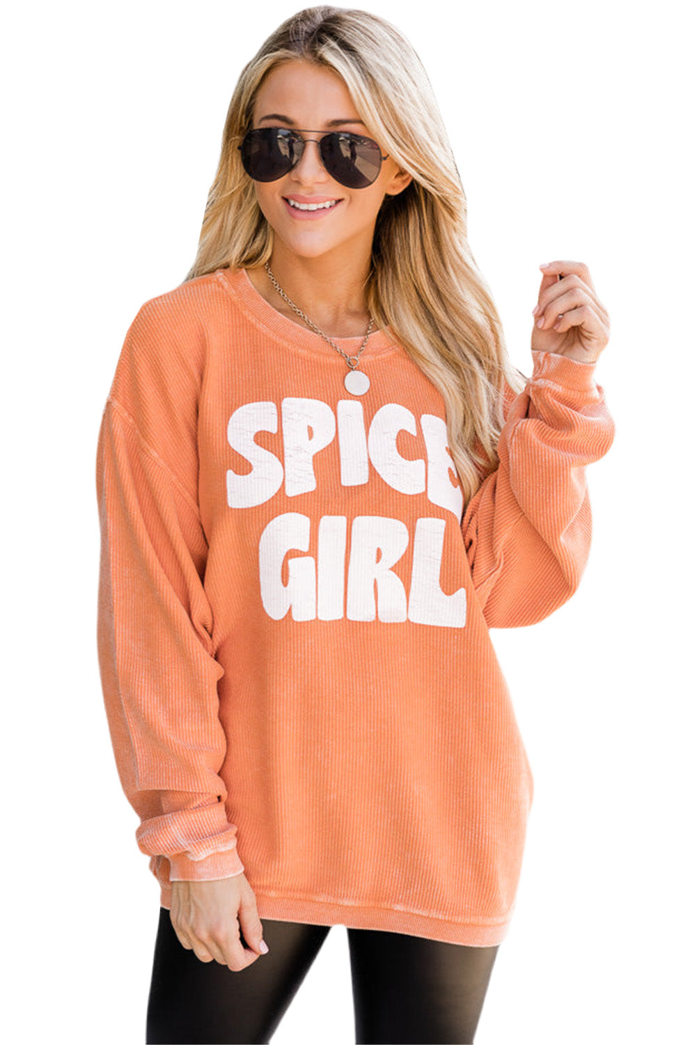 Felpa grafica SPICY GIRL con cordoncino arancione