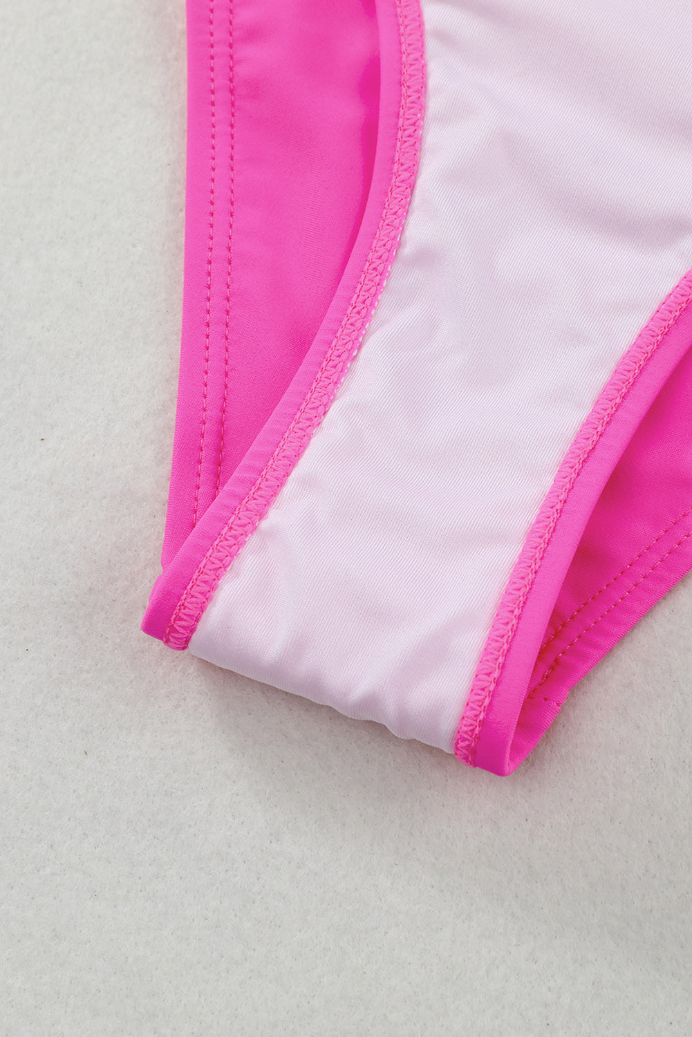 Pink Scalloped Criss Cross High Waist Bikini
