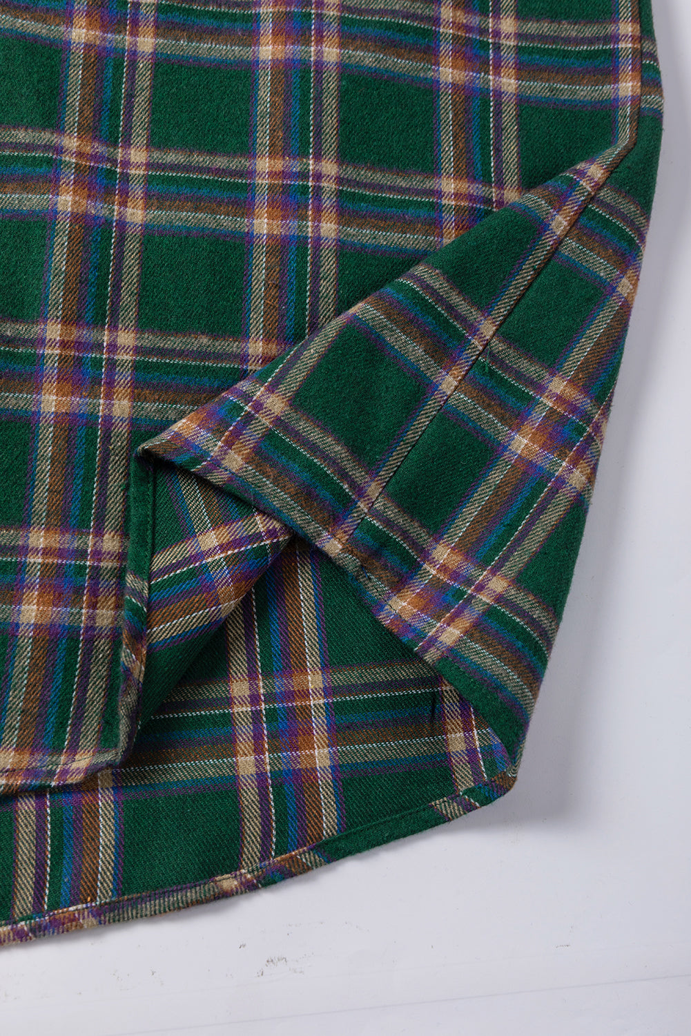 Camicia tunica a mezza manica scozzese oversize verde