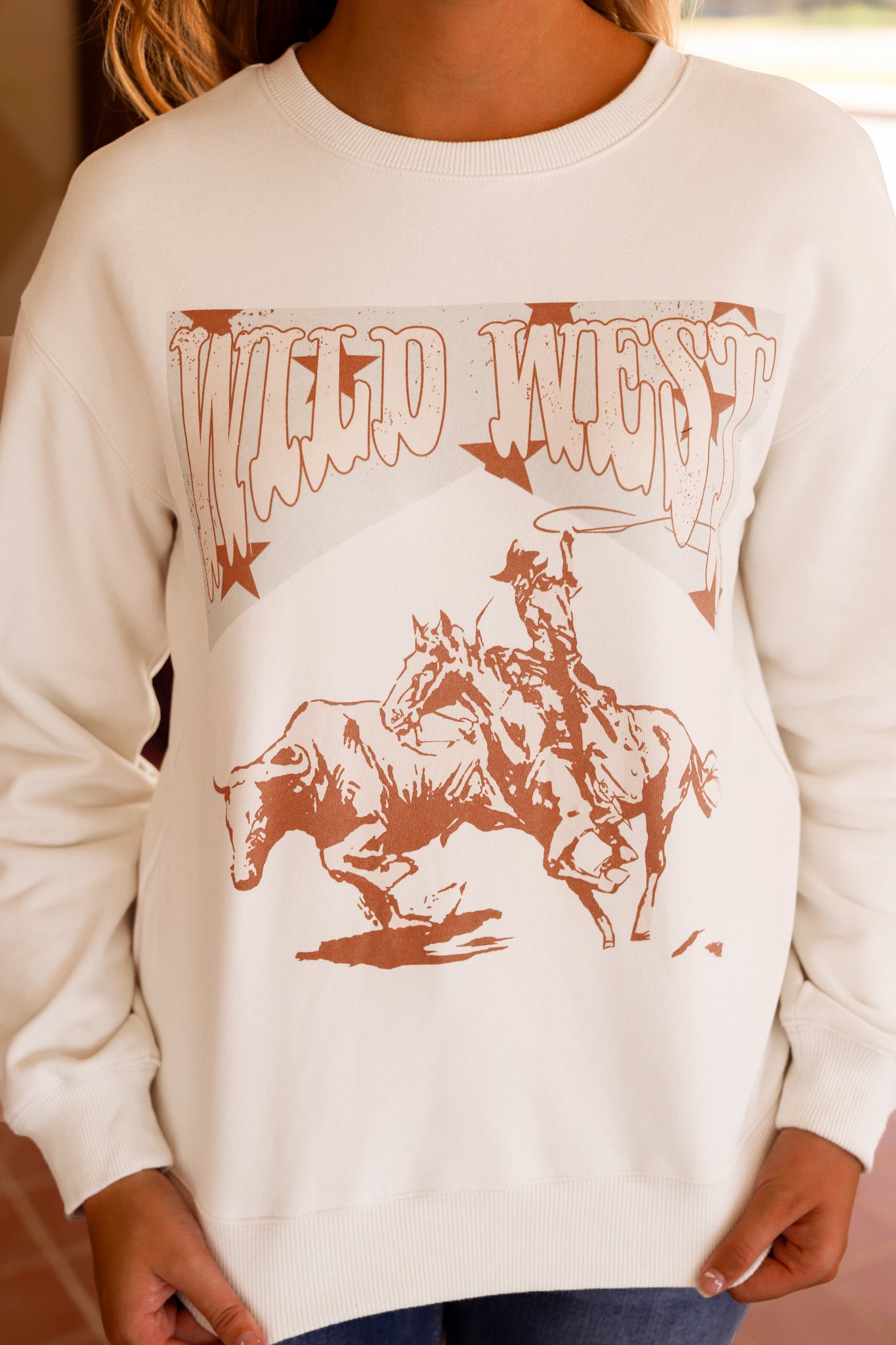 Retro WILD WEST Rodeo Grafik Sweatshirt