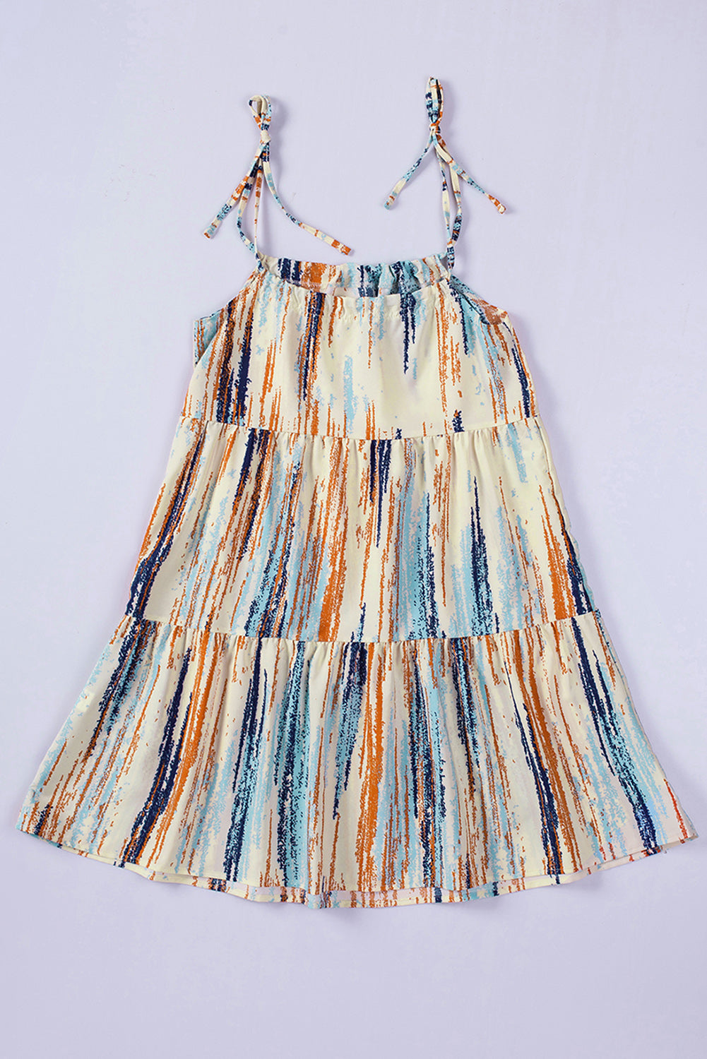 Mini-robe droite à lacets et bretelles spaghetti à imprimé multicolore