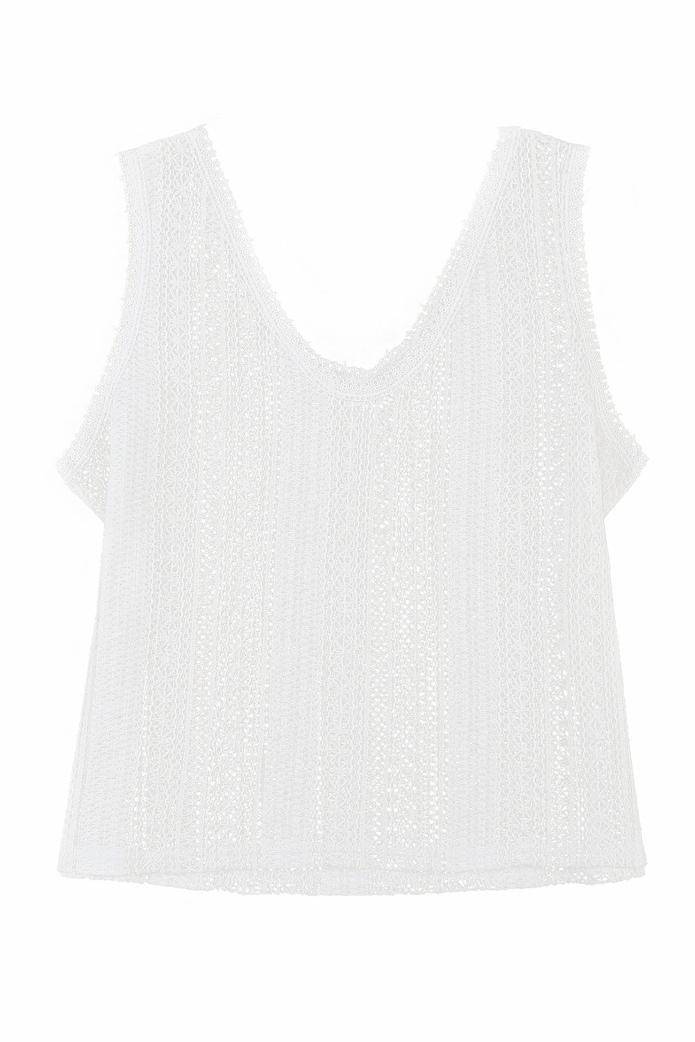 Bijela heklana majica otvorenih leđa s U izrezom