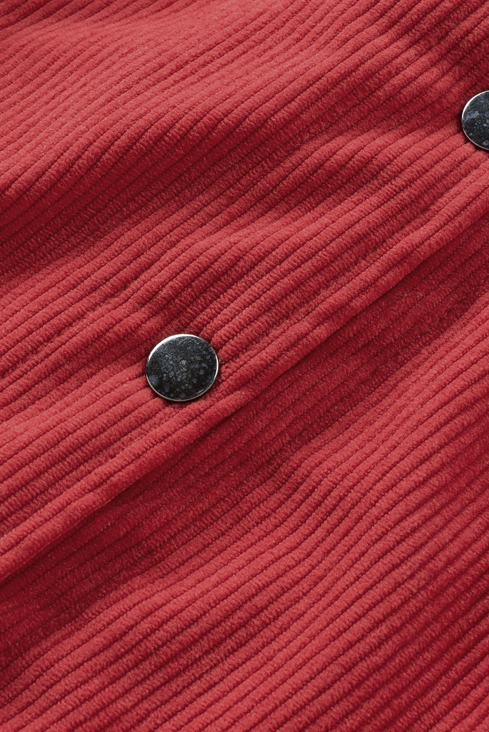 Giacca con patta e bottoni automatici in sherpa di velluto a coste rosso fuoco
