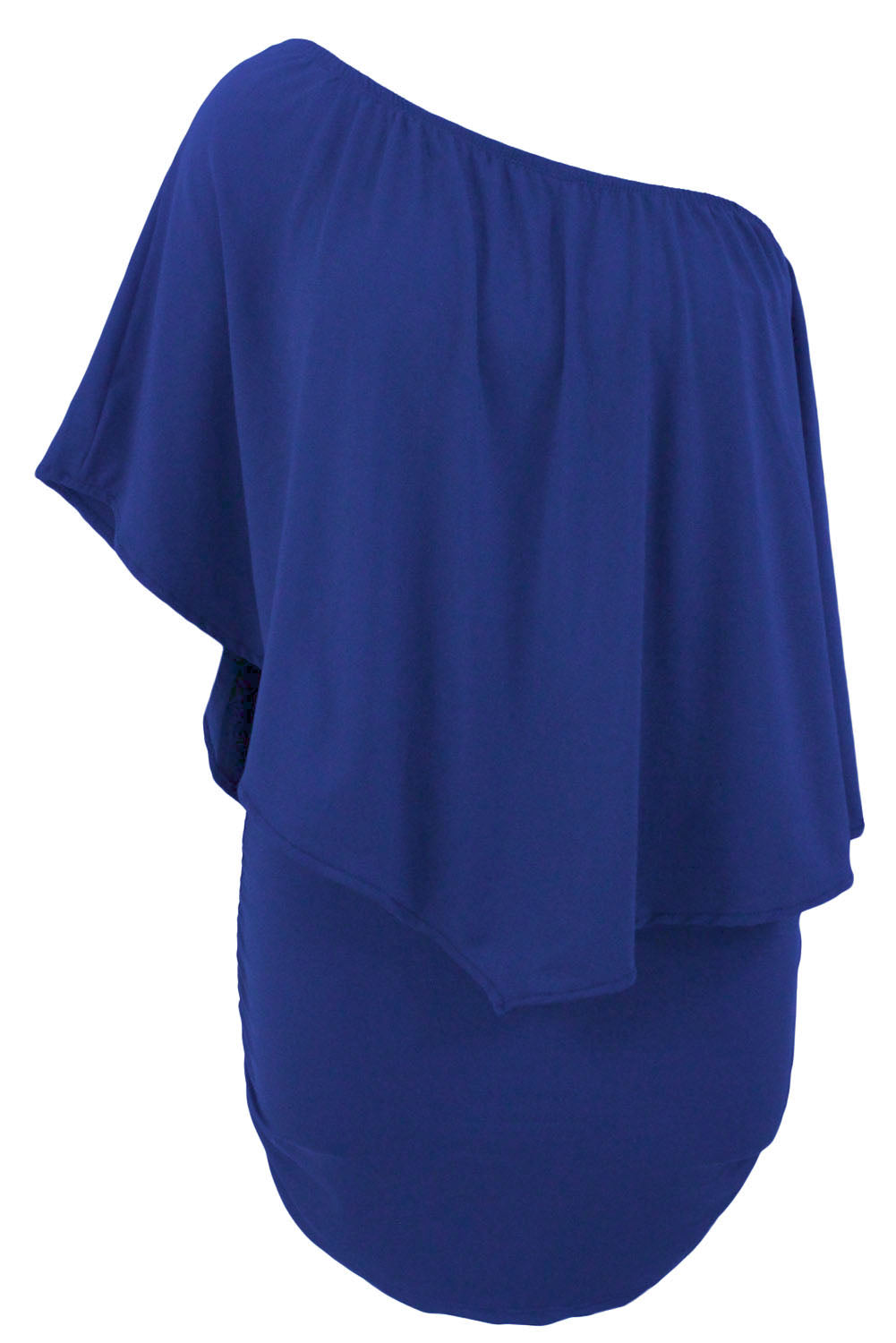 Slojevita plava mini pončo haljina s višestrukim odijevanjem