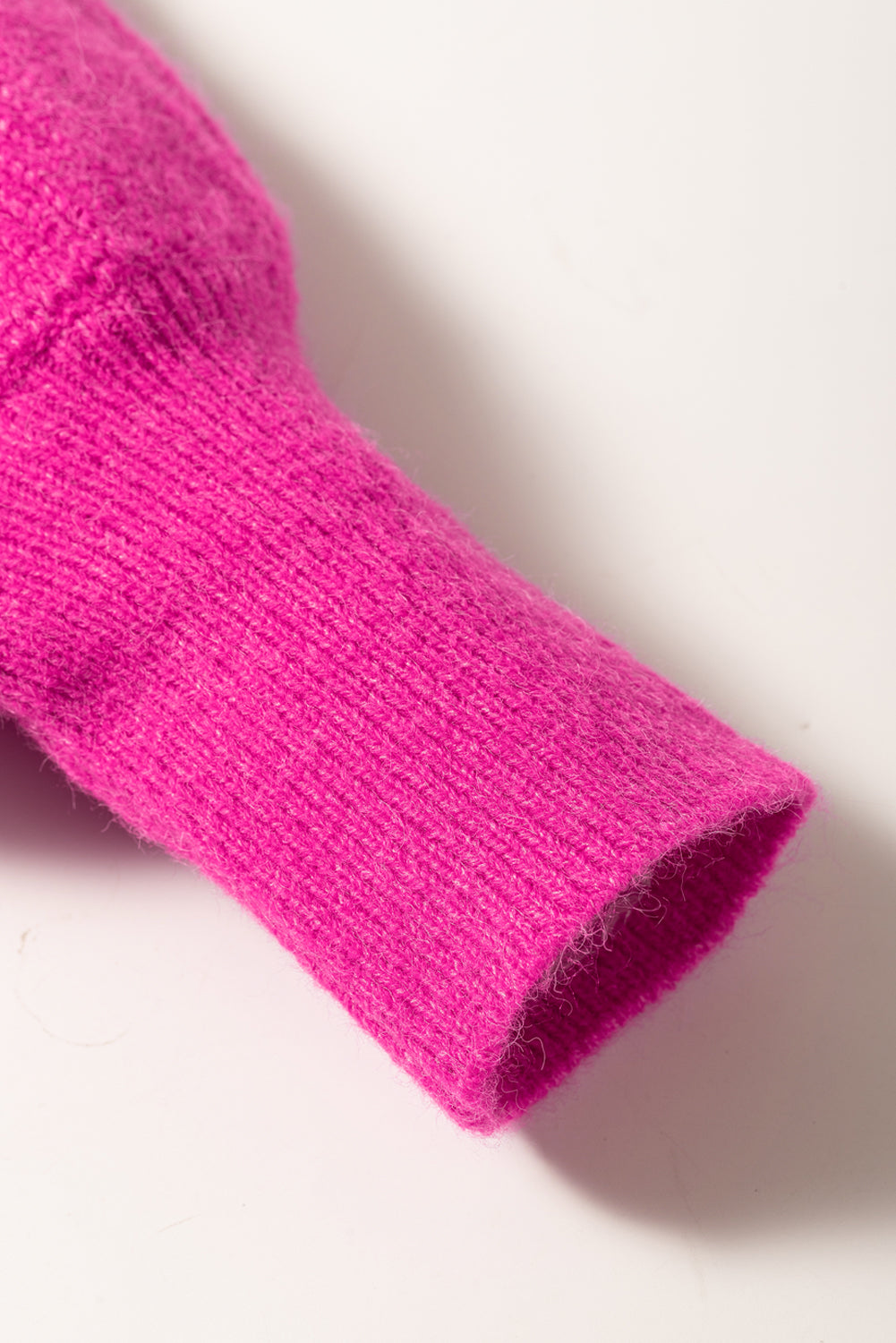 Pull à manches chauve-souris en tricot côtelé rose