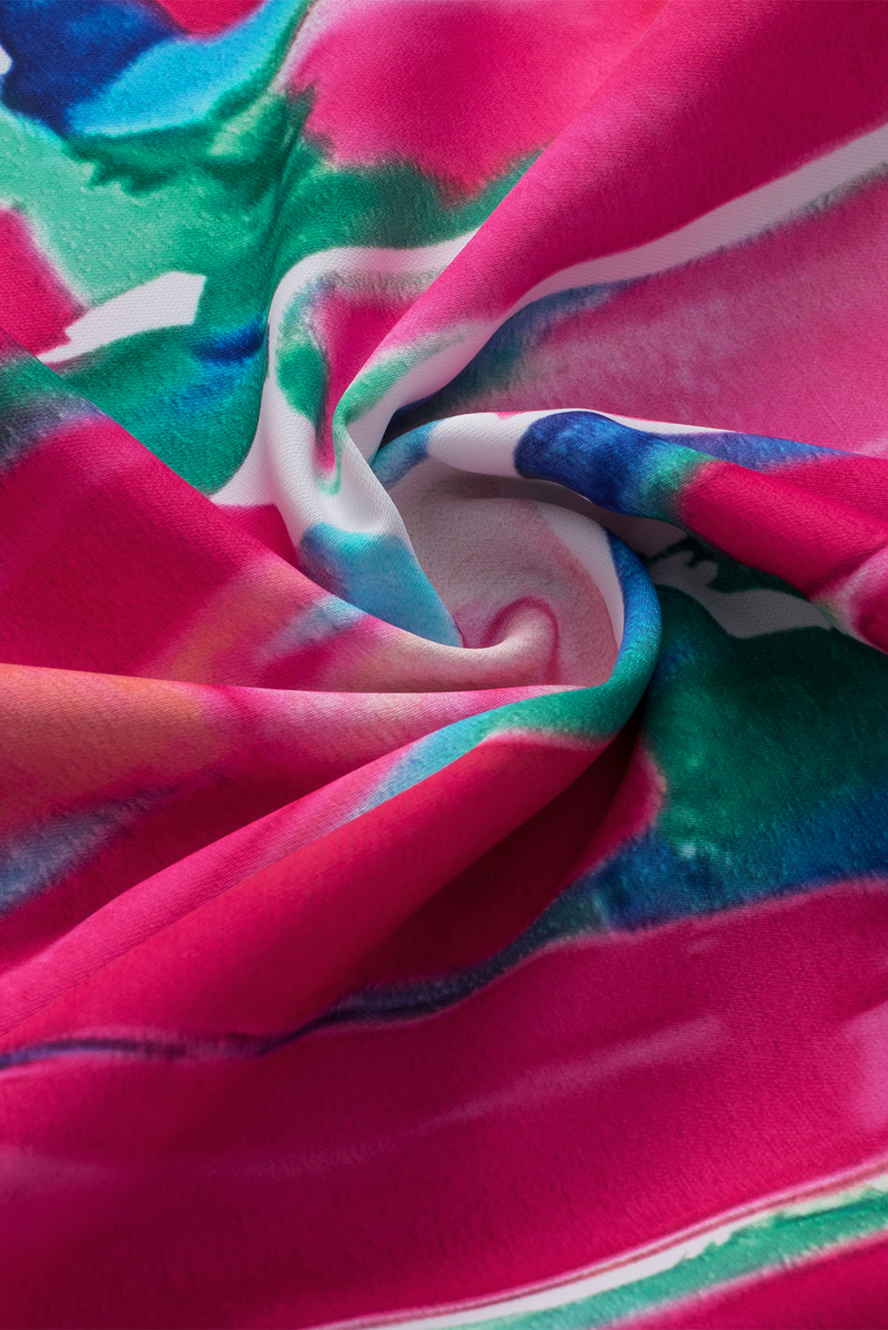 Geknöpfte Bluse mit V-Ausschnitt im Rosen-Abstrakt-Pinselmuster-Print