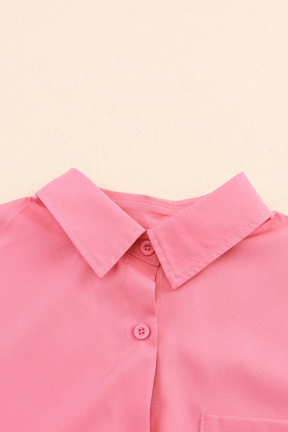 Chemise tunique surdimensionnée à manches longues de couleur unie rose
