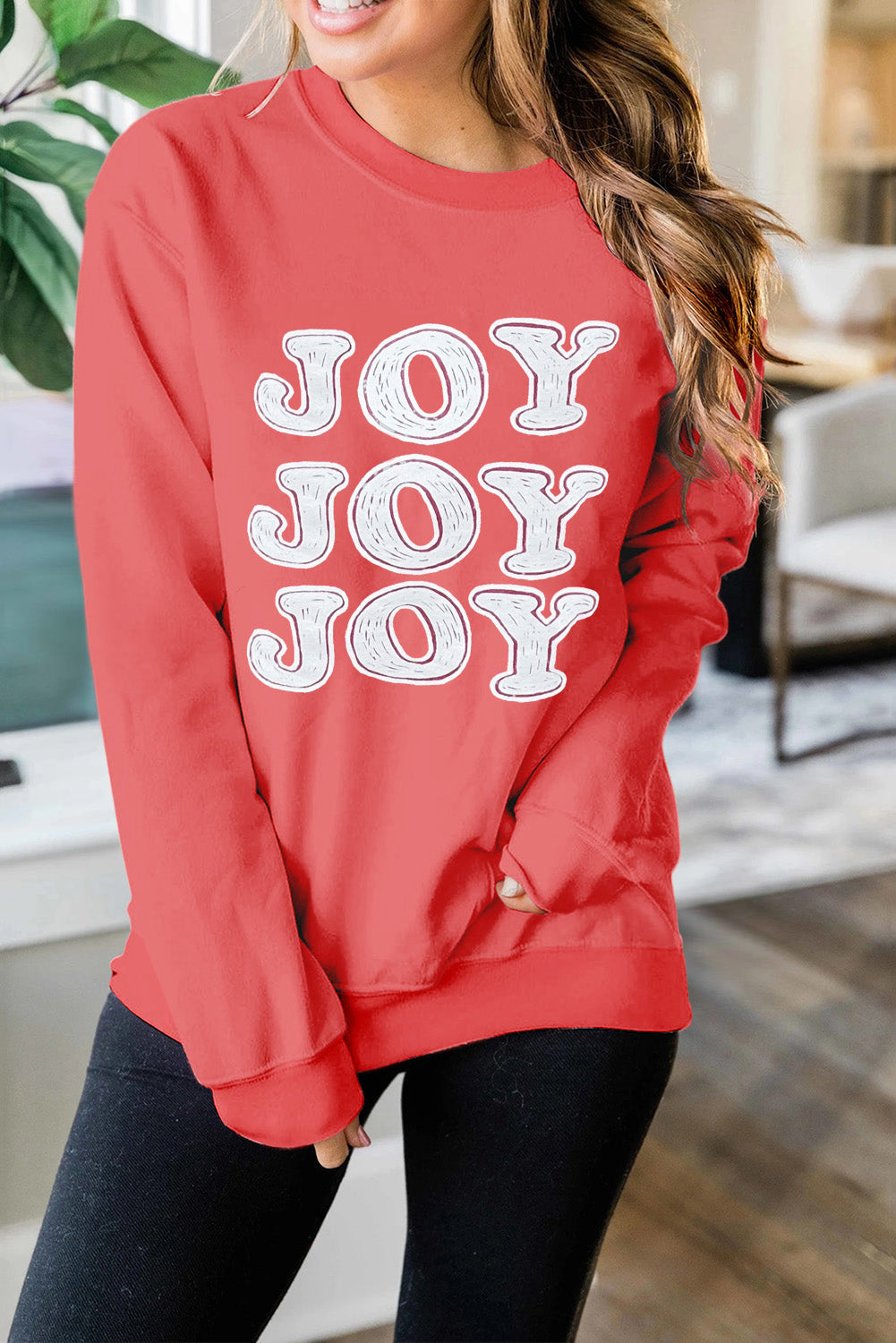 JOY - Sweat-shirt imprimé à manches longues et épaules tombantes