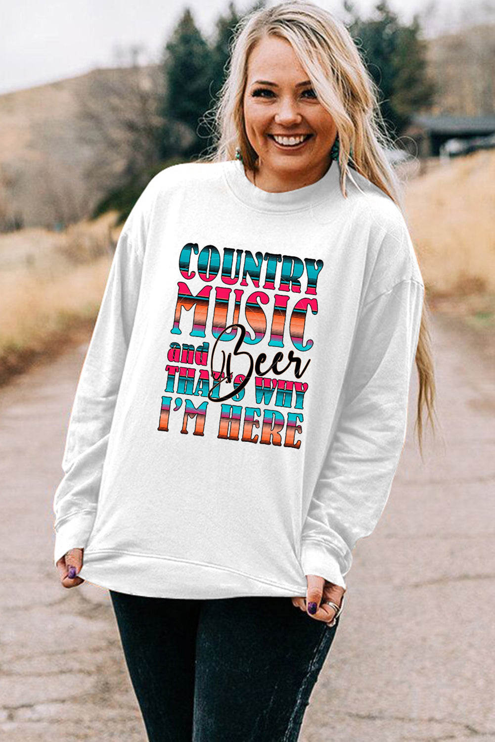 Letter Print Crew Neck Pullover Sweatshirt