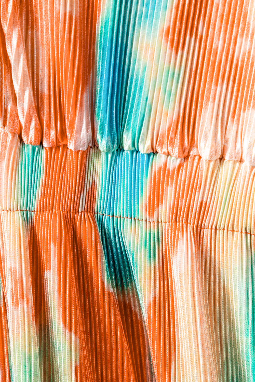 Combinaison ample multicolore bohème tie-dye plissée col chemise