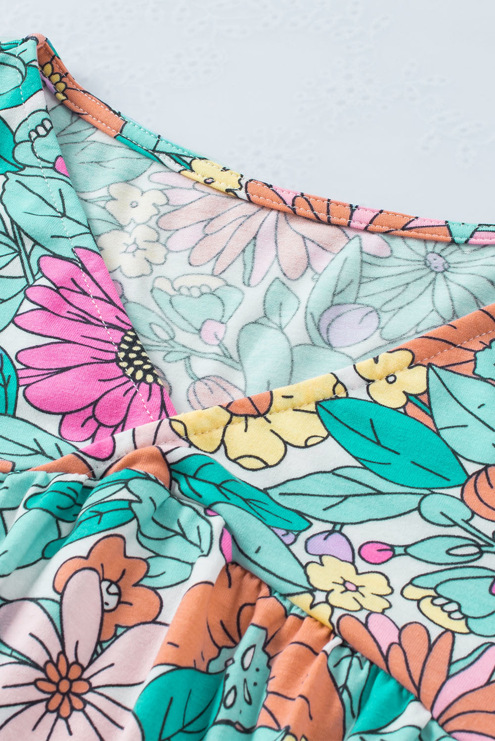 Camicetta babydoll a maniche corte con stampa floreale multicolore