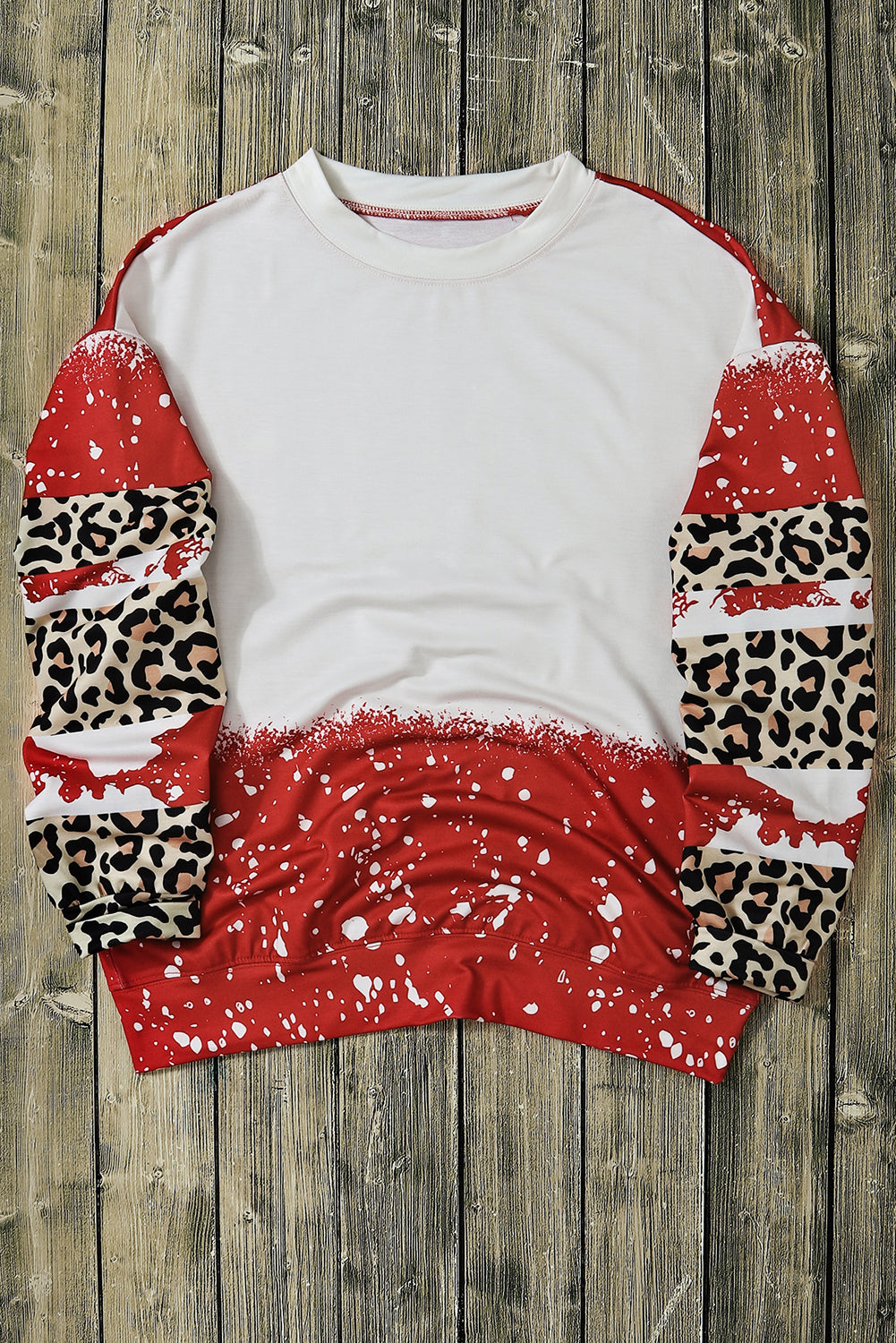 Fiery Red Tie-Dye Leopard Long Sleeve Top