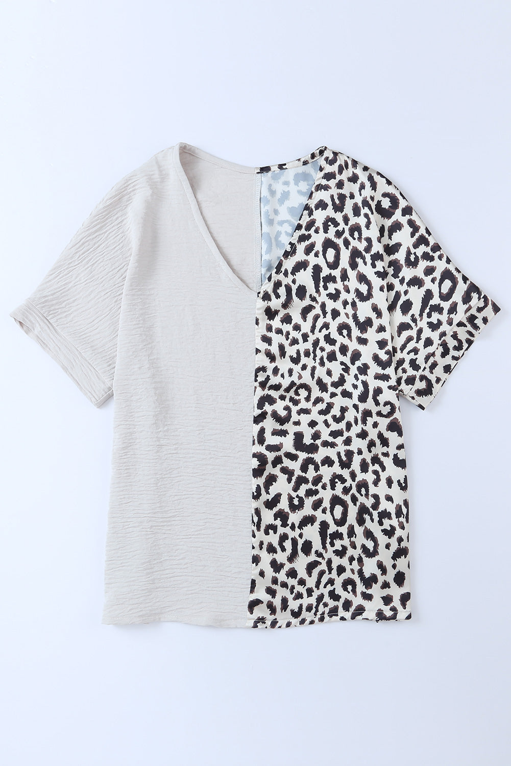 Kaki kontrastna leopard bluza u boji