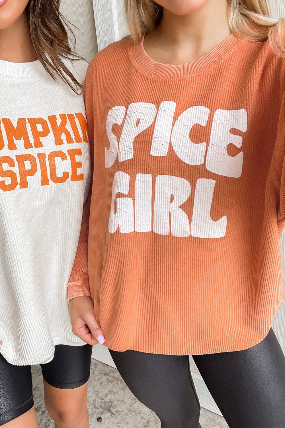 Orangefarbenes, schnurgebundenes SPICY GIRL Grafik-Sweatshirt