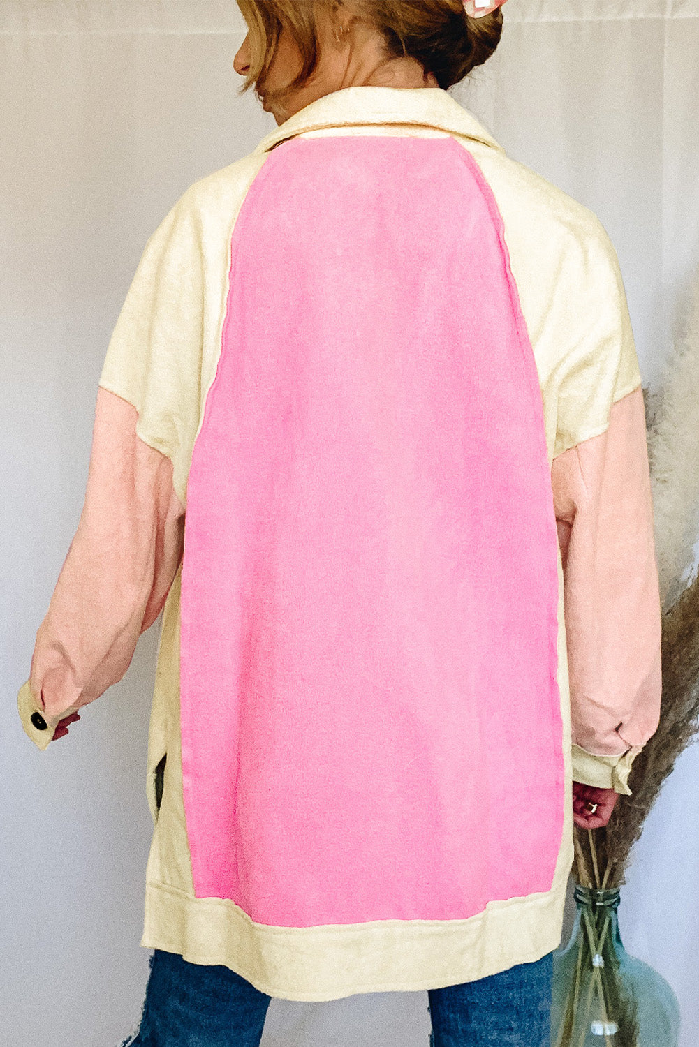 Visoko niska jakna od flisa u ružičastoj boji