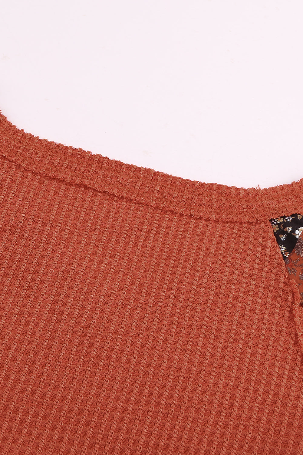 Haut en tricot thermique orange à œillets contrastés