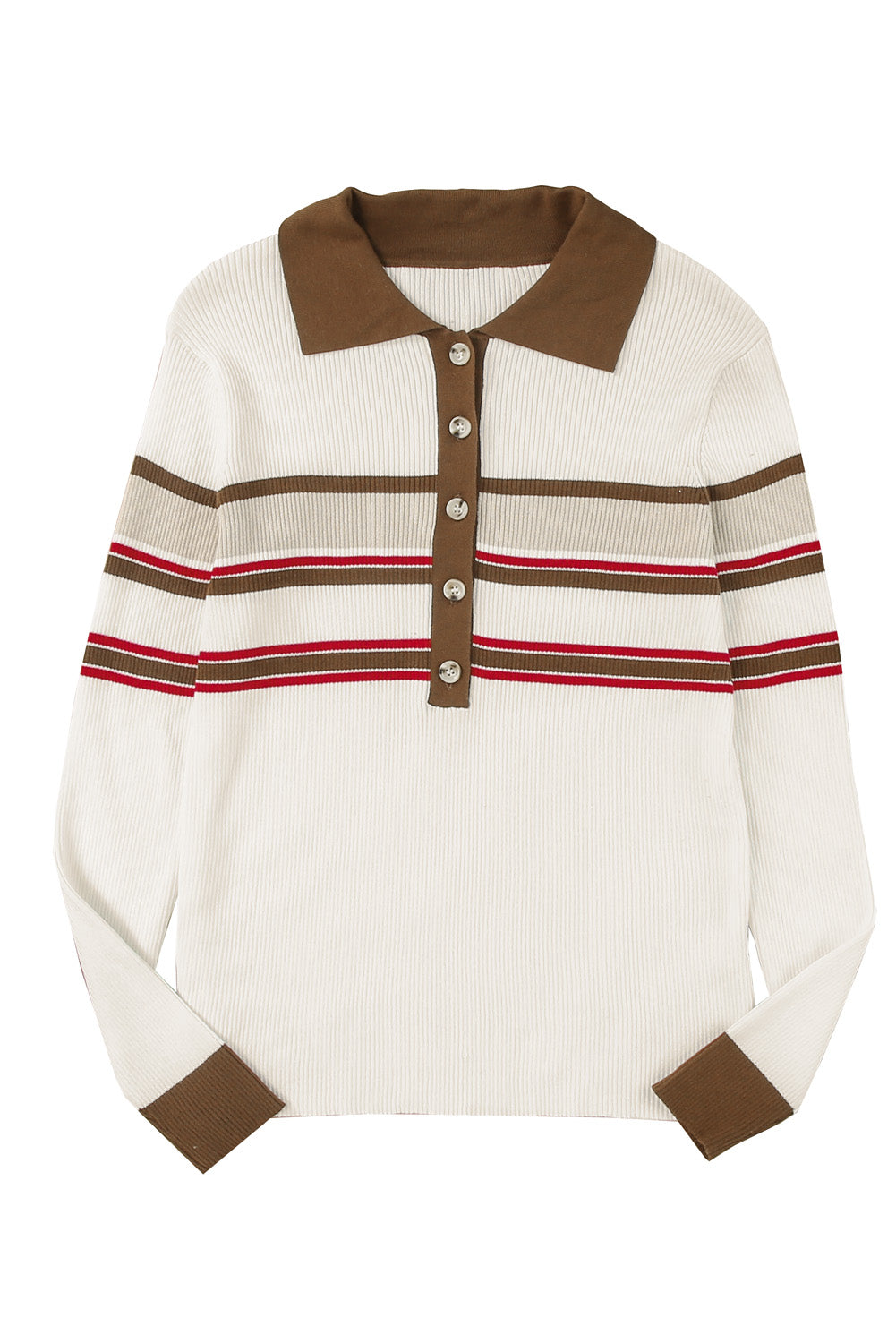 Black Rib Knitted Stripe Detail Henley Sweater