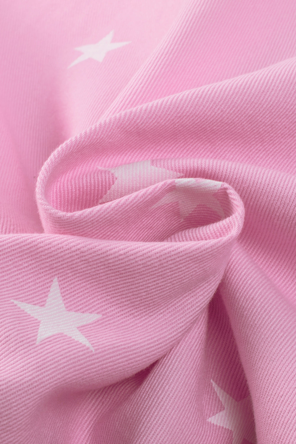 Pink Star Print Button Denim Jacket