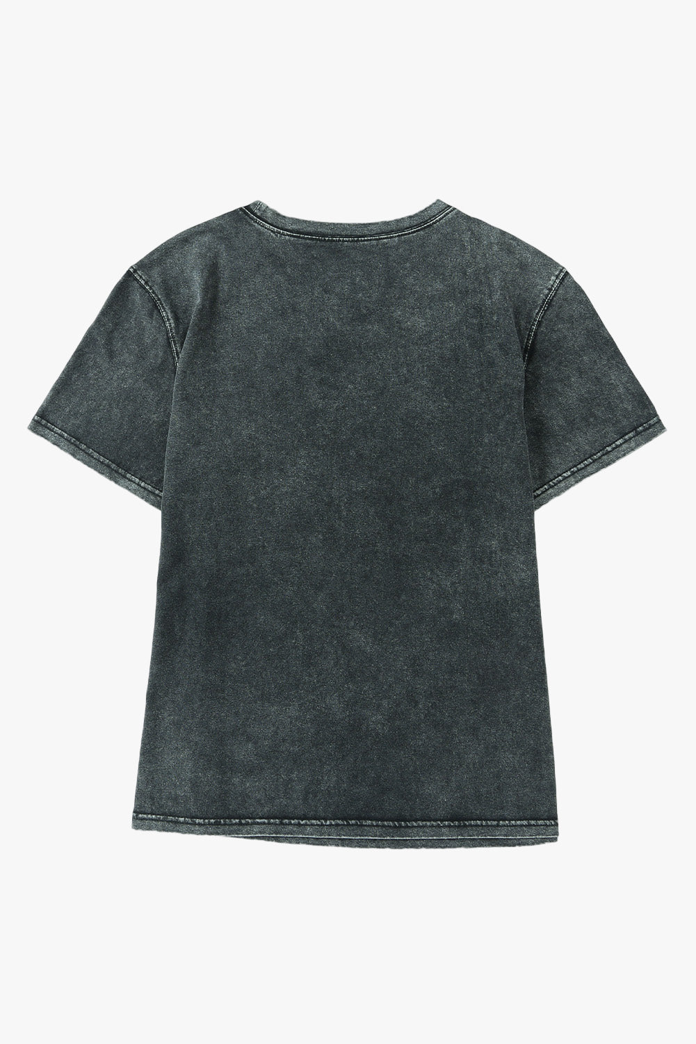 Schwarzes, mineralgewaschenes, lässiges Kurzarm-T-Shirt