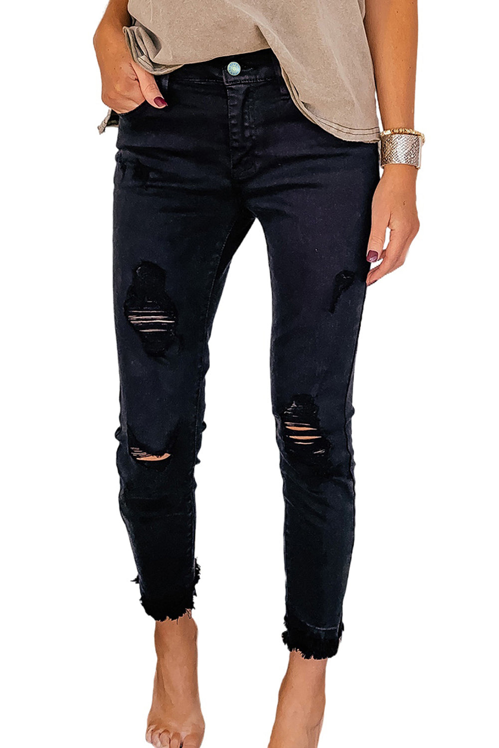 Raw edge skinny orders jeans