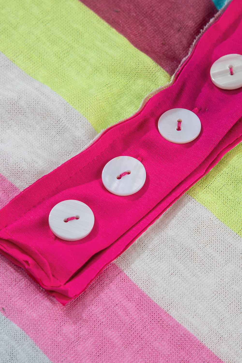 Top Henley a maniche corte in maglia testurizzata taglie forti a righe rosa