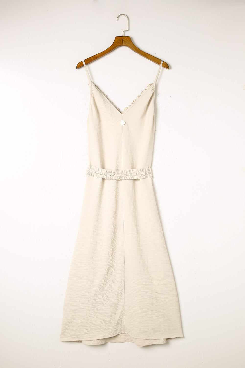 Maxi haljina bez rukava u boji marelice s V izrezom i elastičnim remenom