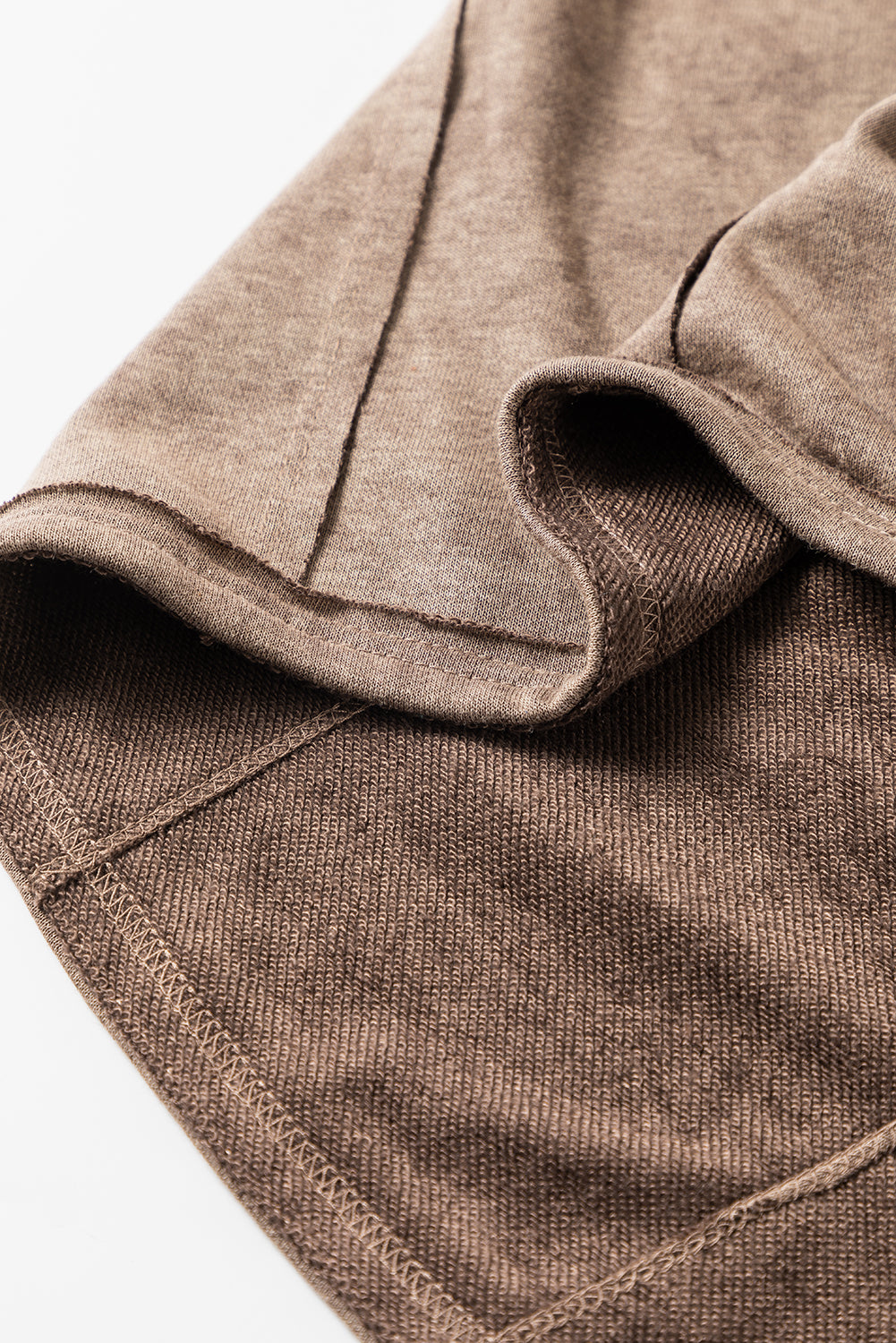 Brown Exposed Seam Thumbhole Drop Shoulder Loose Sweatshirt