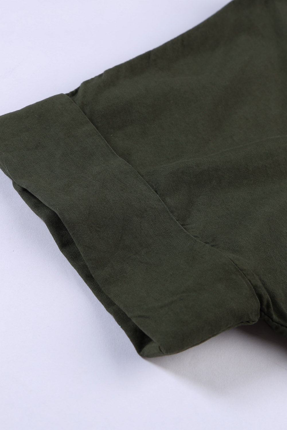 Camicia in denim a maniche corte con colletto rovesciato verde