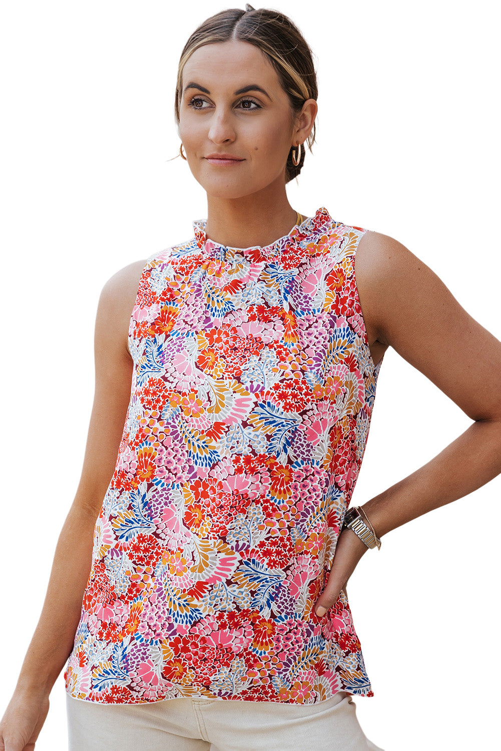 Multicolor Floral Print Relaxed Tank Top