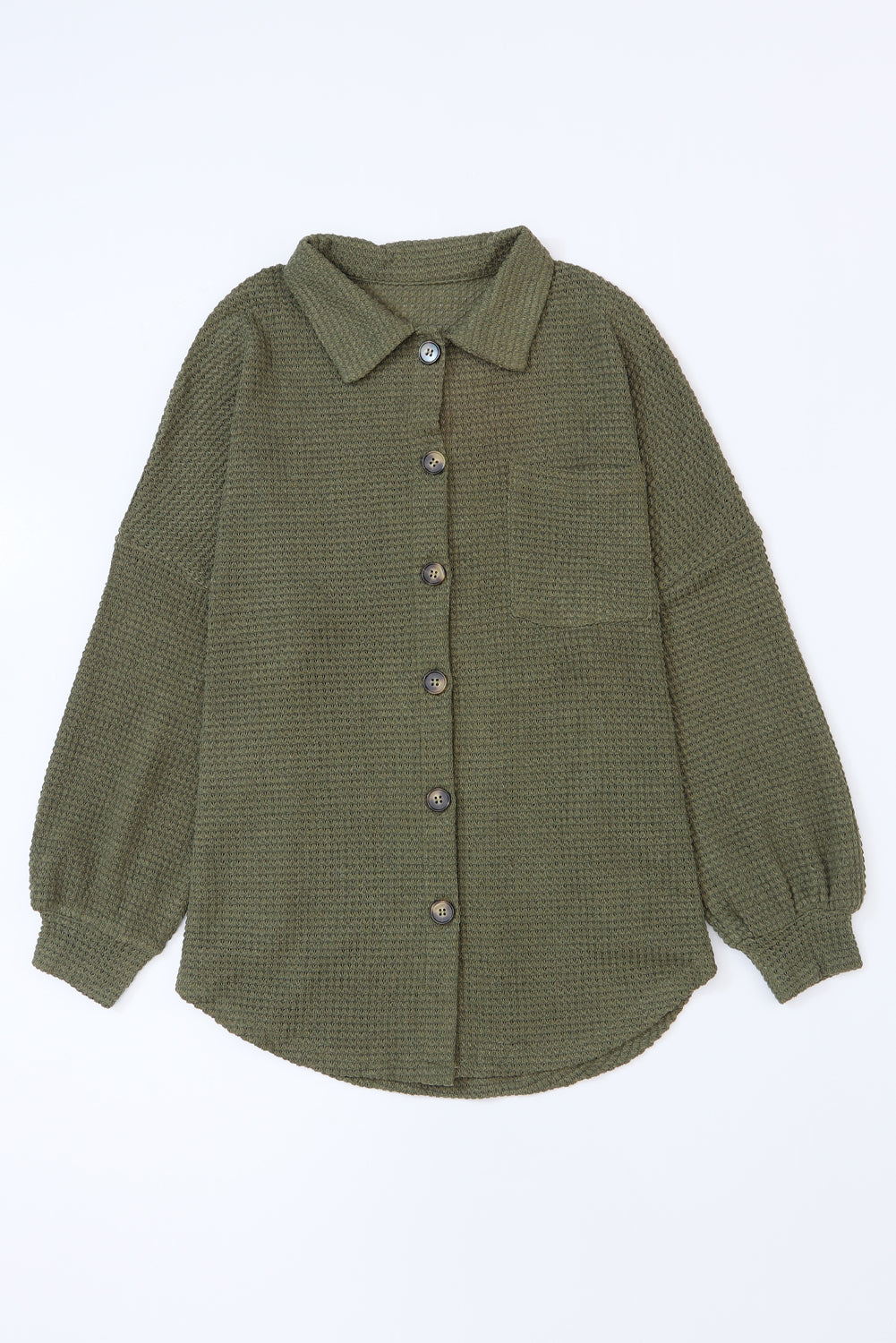 Chemise décontractée boutonnée en tricot gaufré vert