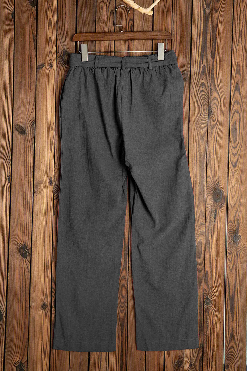 Črne široke hlače z elastiko v pasu