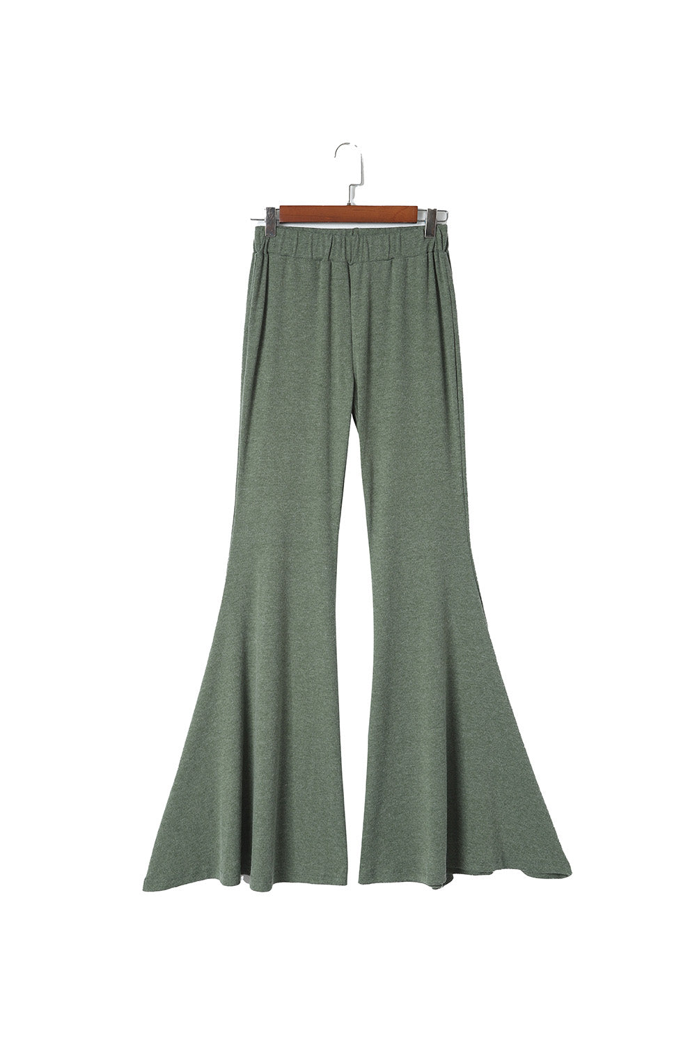 Pantalon vert taille haute ajusté et évasé