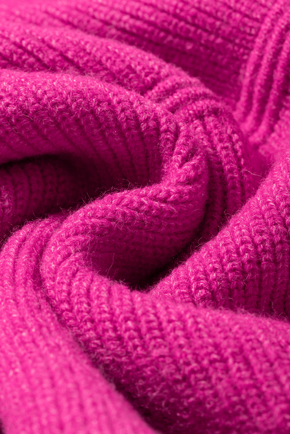 Pull à manches chauve-souris en tricot côtelé rose