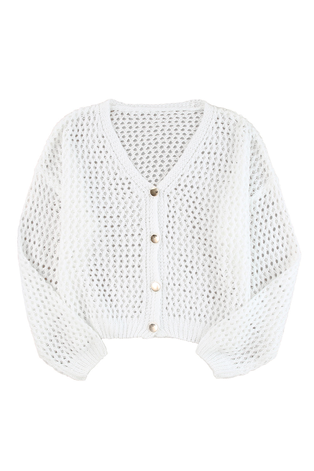 Cardigan maglione con maniche Dolman in maglia bianca scavata