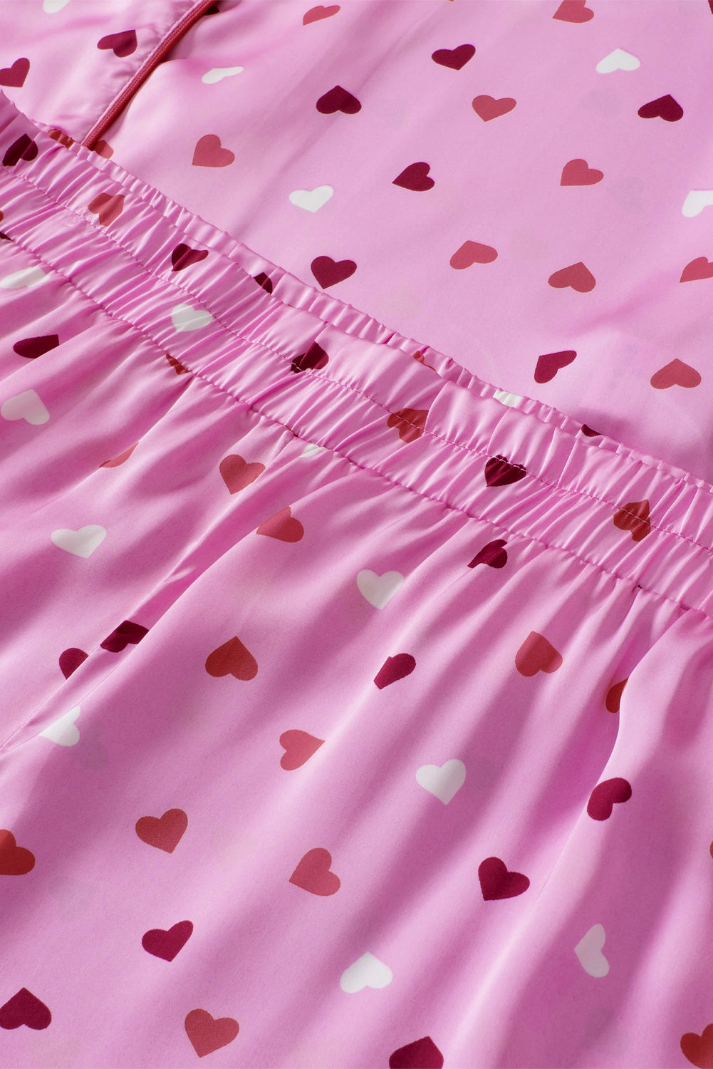 Pink Valentine Heart Shape Print Plus Size Sleepwear