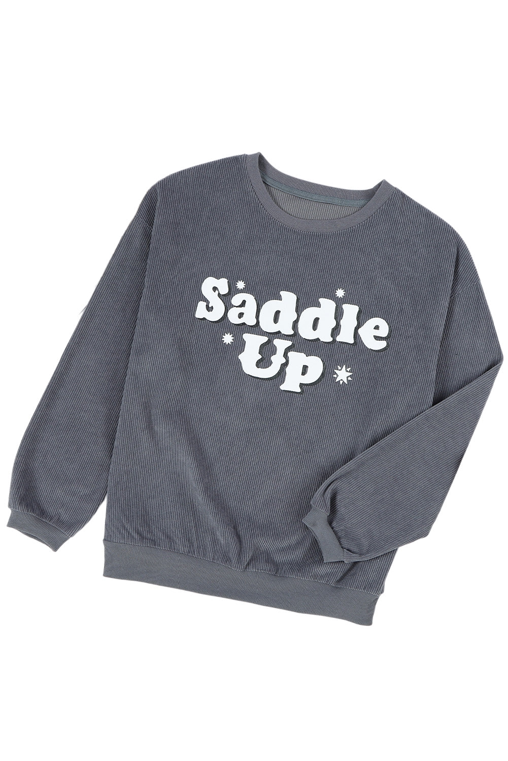Graues Saddle Up Cord-Sweatshirt mit Grafik