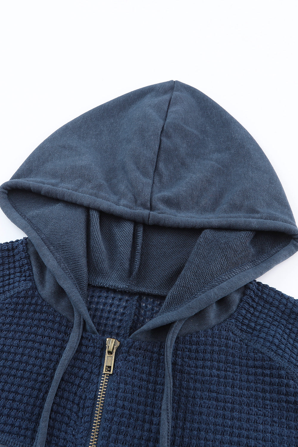 Plava patchwork vintage isprana jakna s kapuljačom
