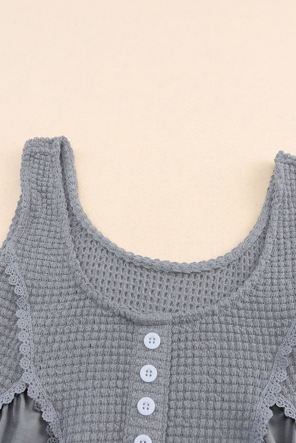 Débardeur babydoll gris à panneaux en tricot thermique