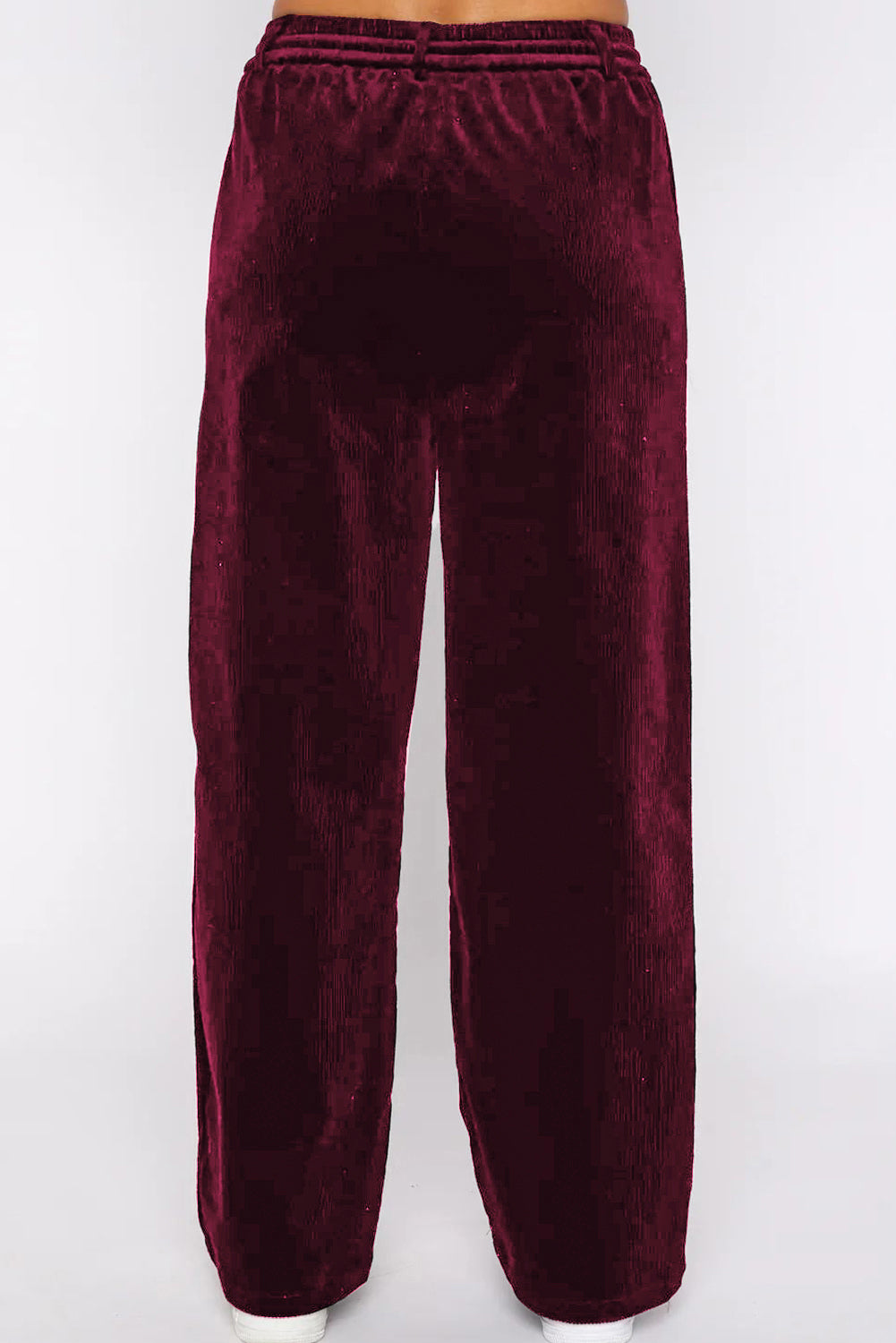 Pantalon large bordeaux uni à taille avec cordon de serrage