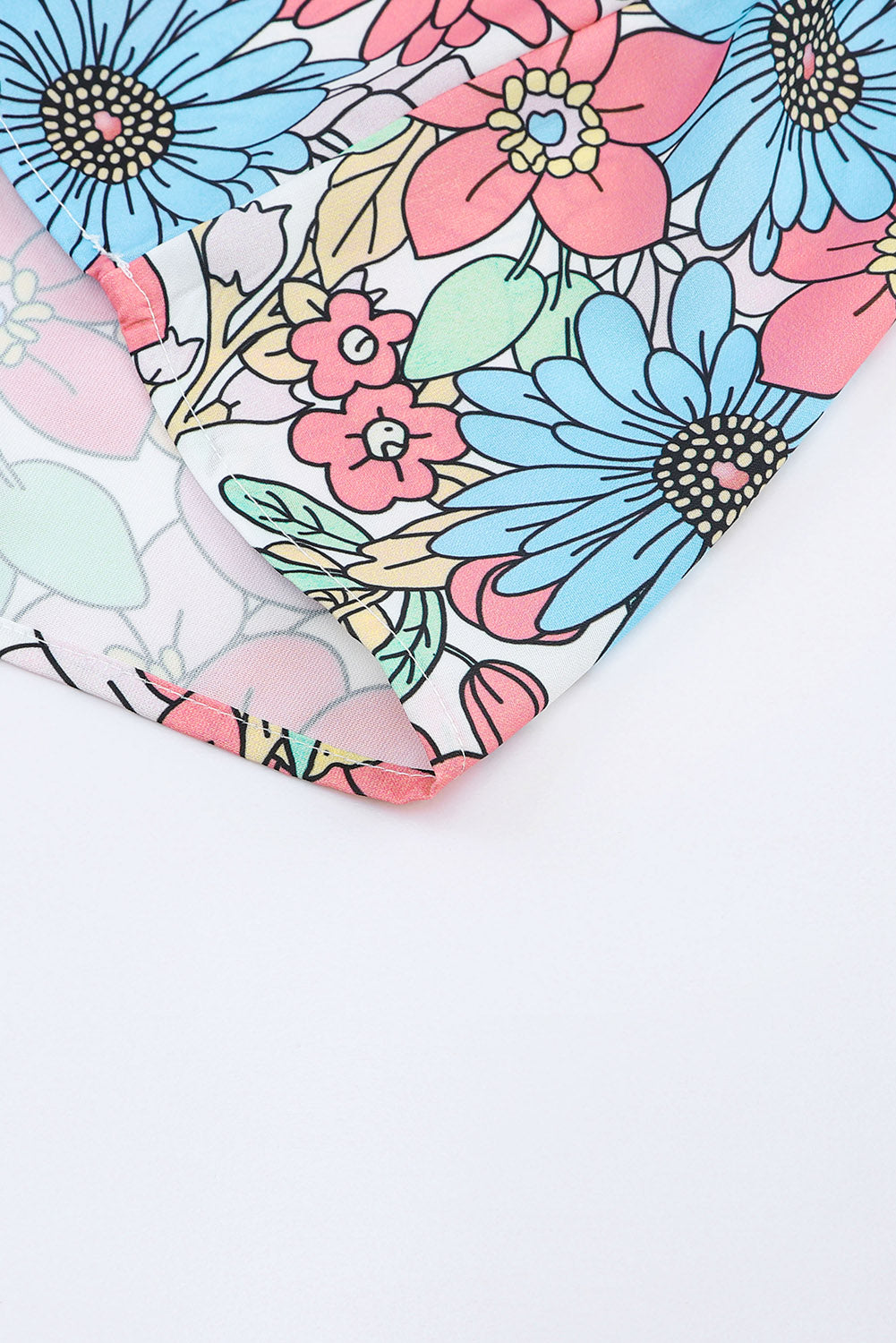Multicolor Floral Print V Neck Half Sleeve Blouse