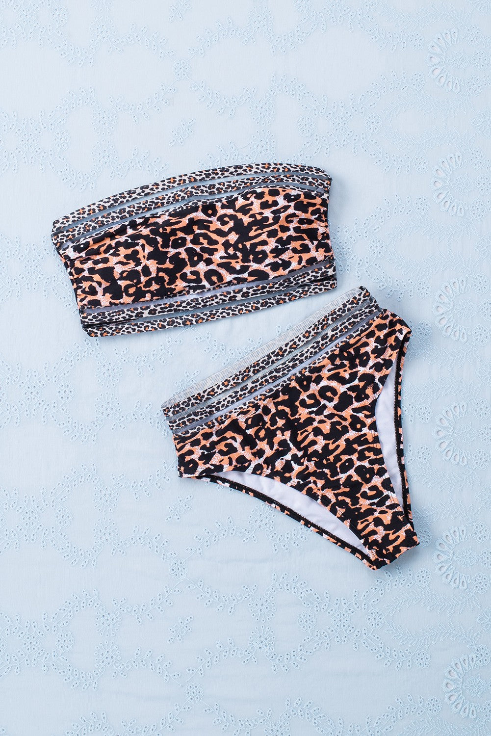 Seksi bikini kupaći kostim visokog struka s trakom s leopard printom
