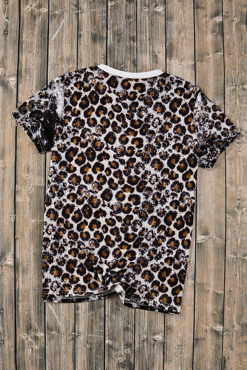 T-shirt blanchi à imprimé animal et mélange léopard