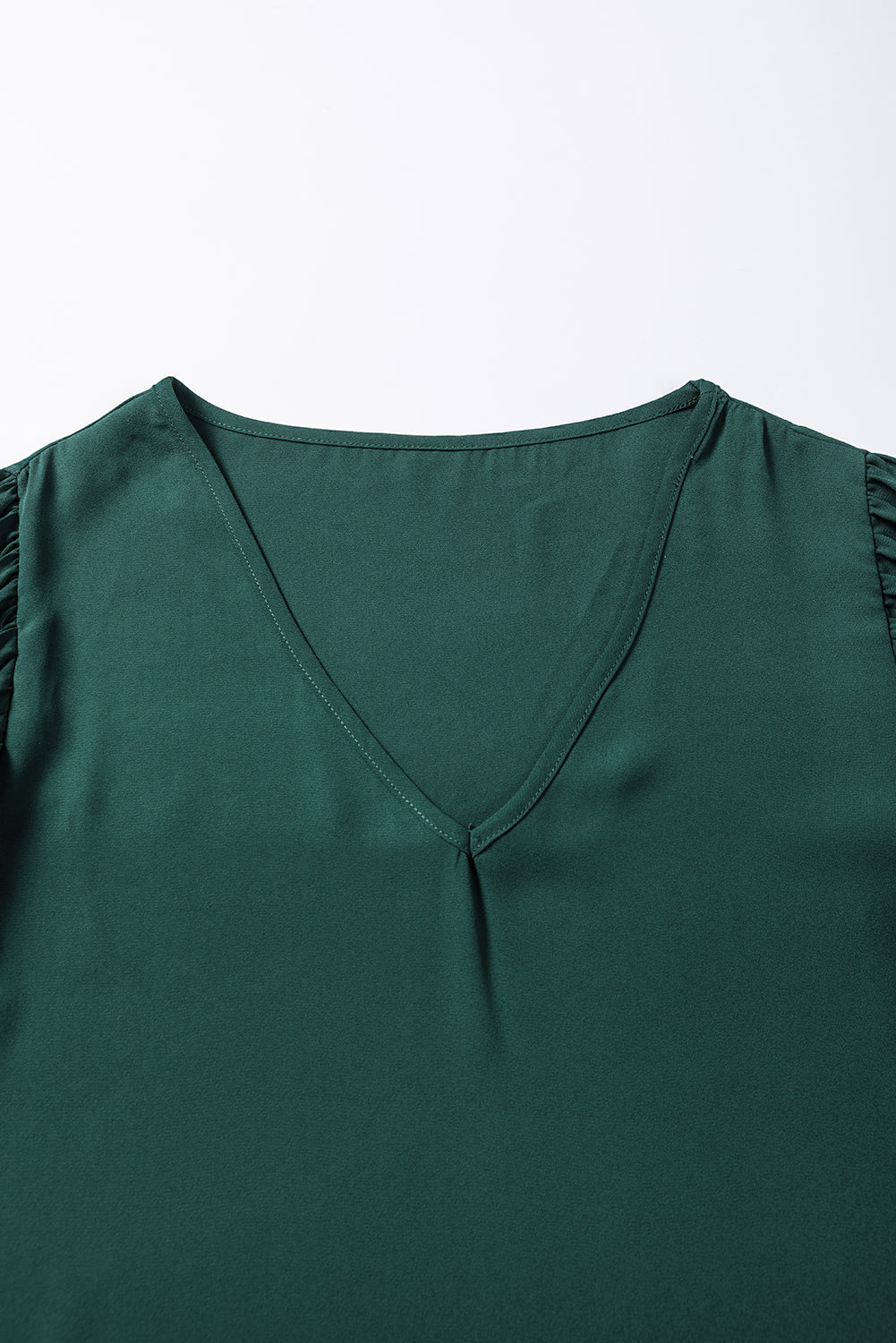 Črno zelena 3/4 bluza z zvončastimi rokavi in ​​v-izrezom