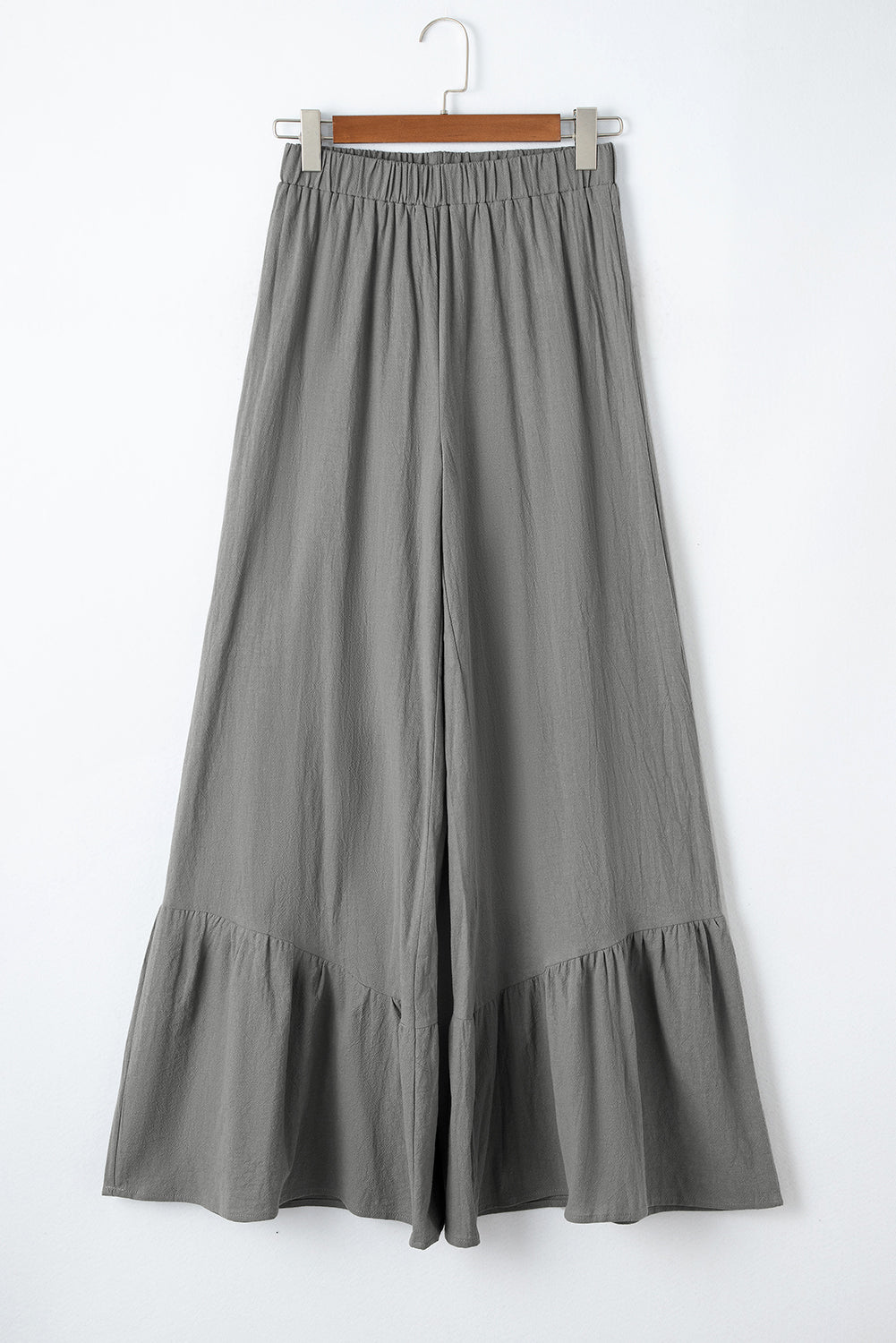 Dark Grey High Waist Ruffled Wide-Leg Pants