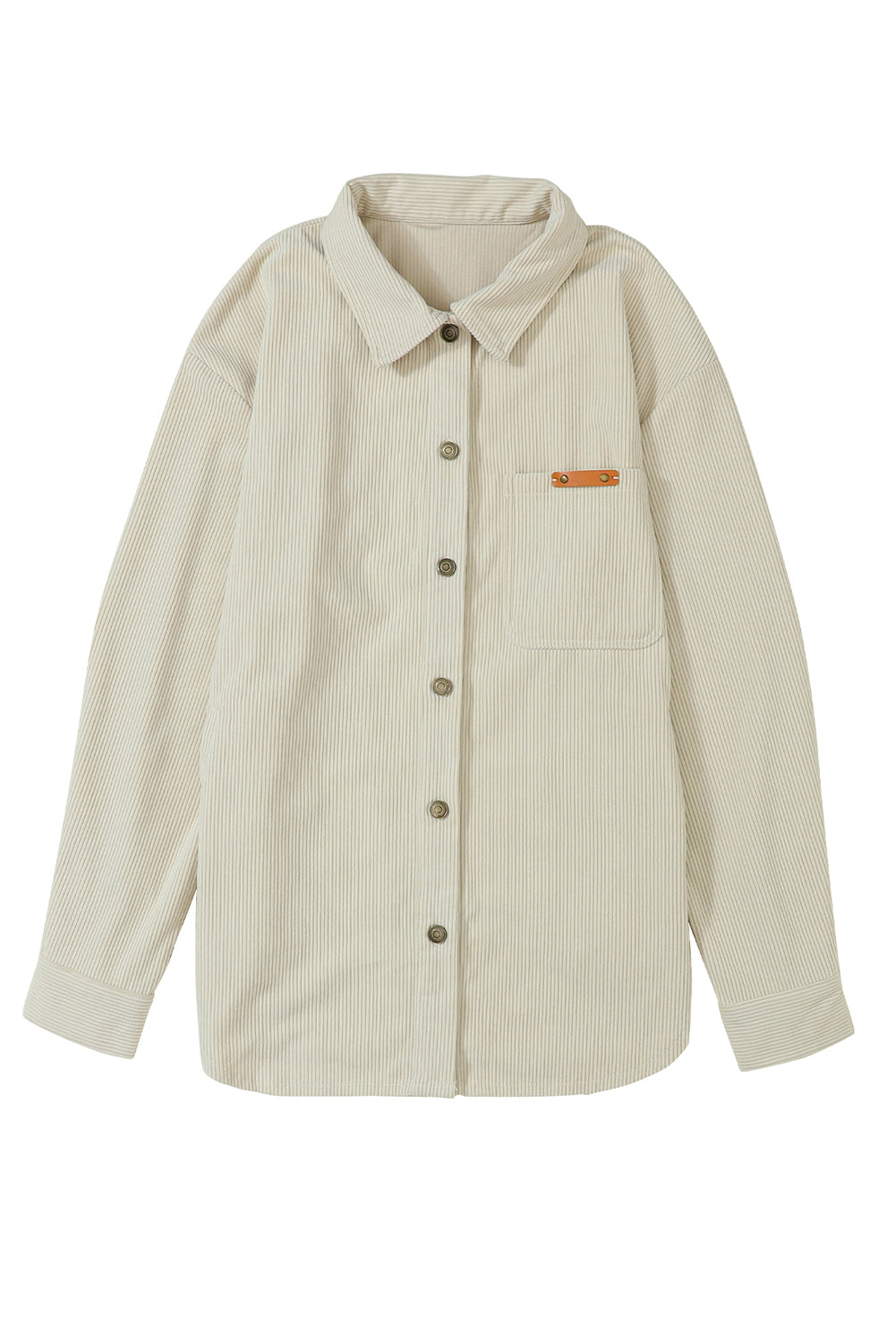 Corduroy Buttoned Front Pocketed Shacket