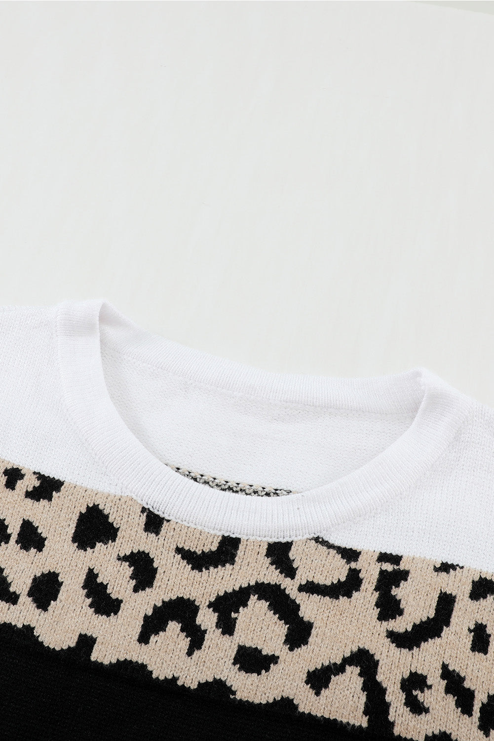 Crewneck Leopard Color Block Pleten pulover pulover