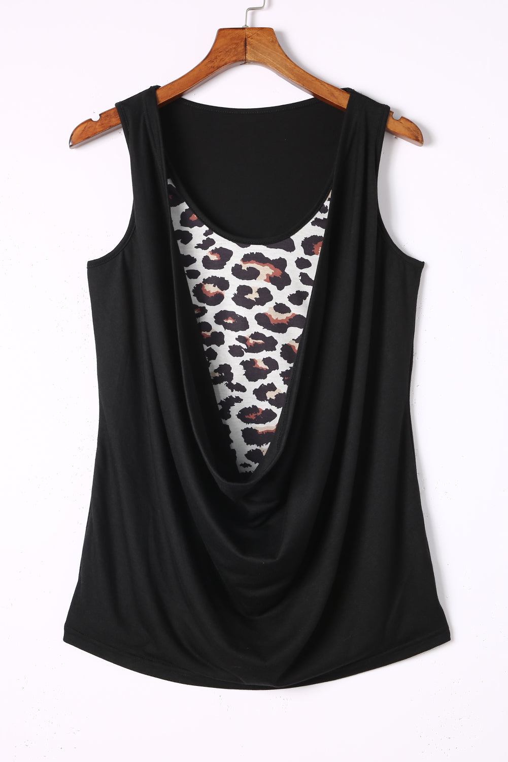 Lažna dvodijelna majica crnog leoparda s naborima