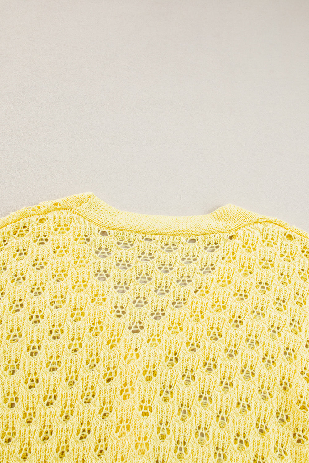 Cardigan maglione con scollo a V lavorato a maglia gialla Pointelle