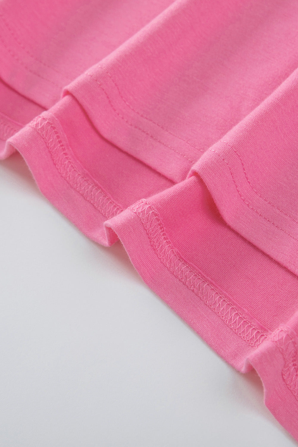 Pink White Stripe Patchwork V Neck T Shirt
